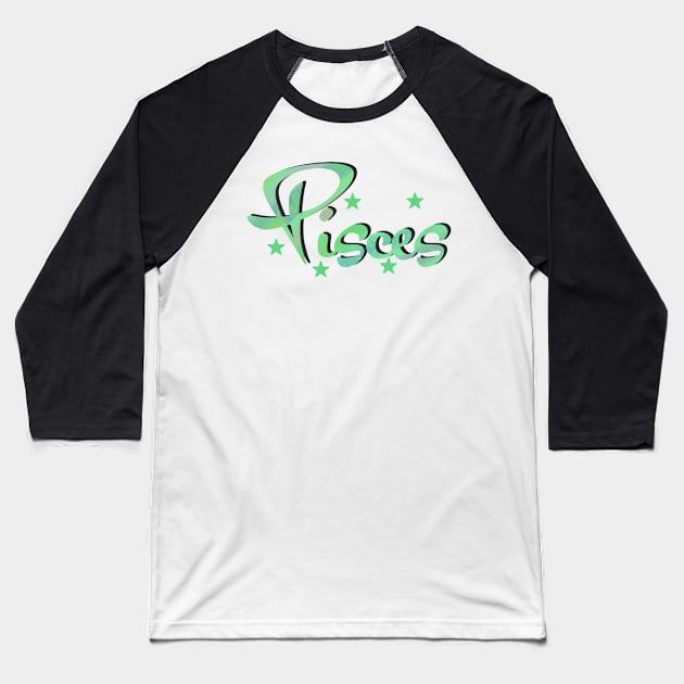 Pisces Baseball T-Shirt by asillustrator